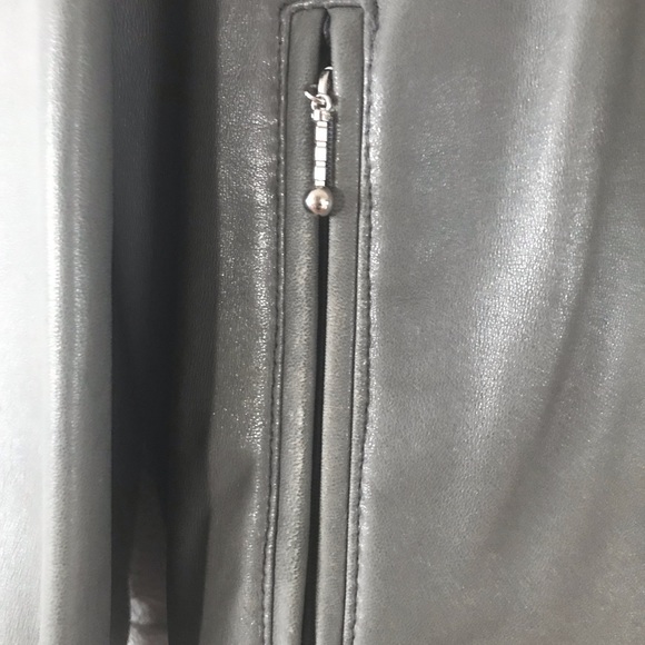 Pierre Cardin grey leather jacket womens M mens S - Picture 3 of 9